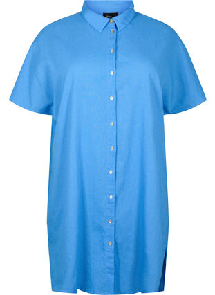 Lång skjorta med korta ärmar, Ultramarine, Packshot image number 0