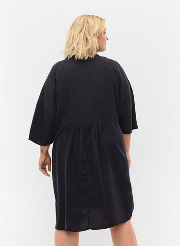 Klänning med 3/4-ärmar i lyocell (TENCEL™), Black, Model image number 1