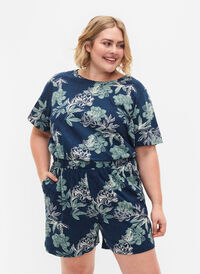 Löst sittande pyjamashorts med tryck, Insignia Blue AOP, Model