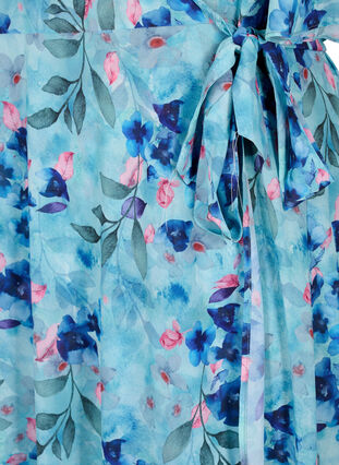 Blommig omlottklänning med korta ärmar, Trellis AOP, Packshot image number 3