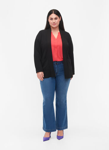 Öppen blazer med 3/4-ärmar, Black, Model image number 2