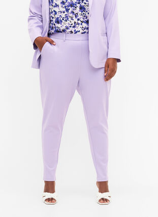 Croppade byxor med fickor, Purple Rose, Model image number 2