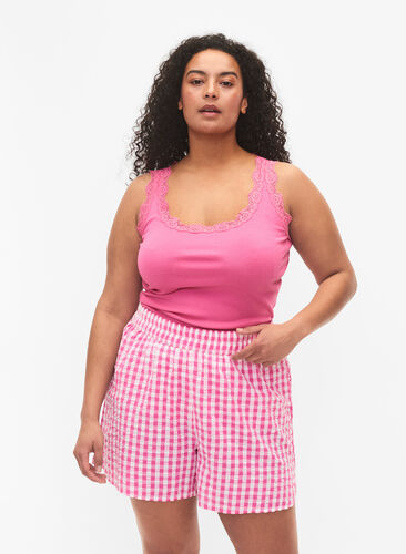 Rutiga pyjamashorts i bomull, Pink Check, Model image number 0