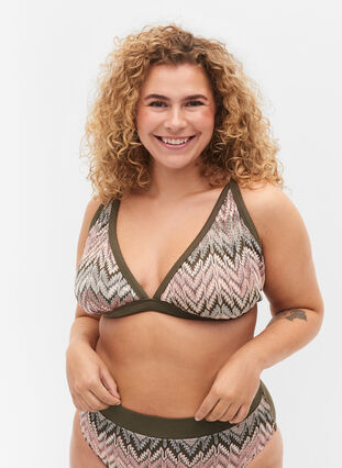 Mönstrad trekantsbikini-bh, Beech AOP, Model image number 0