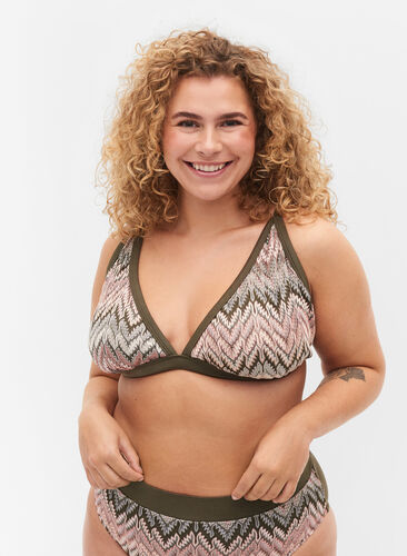 Mönstrad trekantsbikini-bh, Beech AOP, Model image number 0