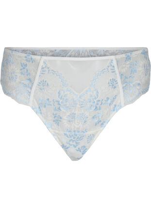 Stringtrosa i spets med normal midjehöjd, Tofu w. blue, Packshot image number 0