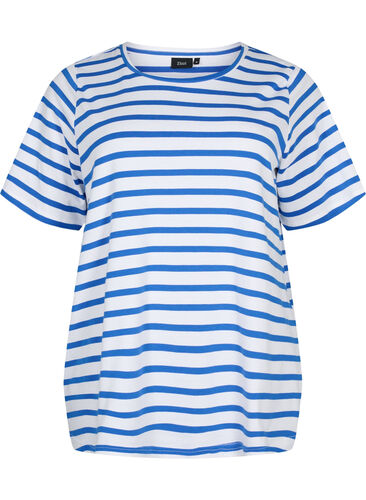 Randig t-shirt i bomull, Blue Stripes, Packshot image number 0