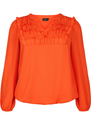 Långärmad blus med fransdetaljer, Orange.com, Packshot image number 0