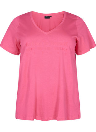 Sovtröja i bomull med tryck, Hot Pink w. Be, Packshot image number 0