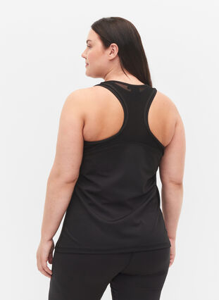 Träningstopp i mesh och brottarrygg, Black, Model image number 1