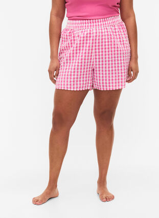 Rutiga pyjamashorts i bomull, Pink Check, Model image number 2