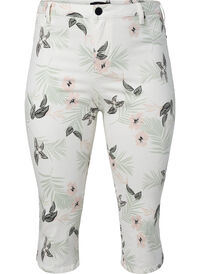 Capri jeans med blommönster och hög midja