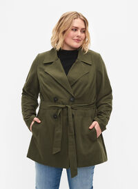 Trenchcoat med bälte och fickor, Grape Leaf, Model