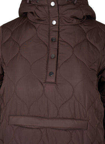 Quiltad anorak med huva, Black Coffee, Packshot image number 2