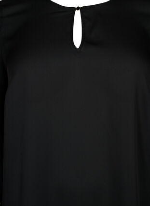 Enfärgad blus med långa ärmar, Black, Packshot image number 2