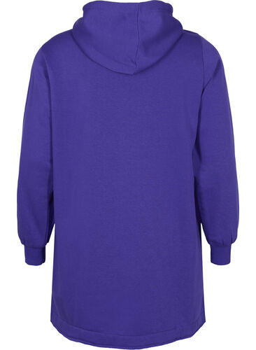 Lång sweatshirt med huva och fickor, Deep Blue, Packshot image number 1