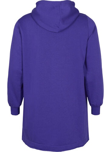 Lång sweatshirt med huva och fickor, Deep Blue, Packshot image number 1