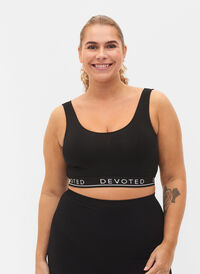 Sömlös bh med texttryck, Black, Model