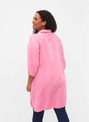 Lång skjorta i 100% lyocell (TENCEL™) med 3/4-ärmar, Rosebloom, Model image number 1
