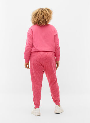 Sweatpants med tryck och fickor, Hot Pink AOP, Model image number 1