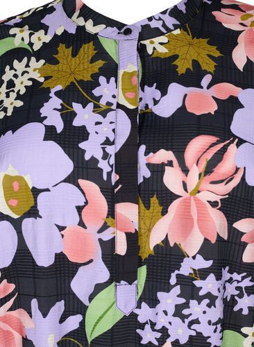 Blommig tunika i viskos, Purple Green Flower, Packshot image number 2