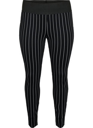 Leggings med ränder, Black/White Stripes, Packshot image number 0
