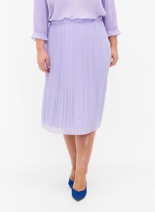 Plisserad kjol i midilängd, Lavender SOLID, Model image number 2