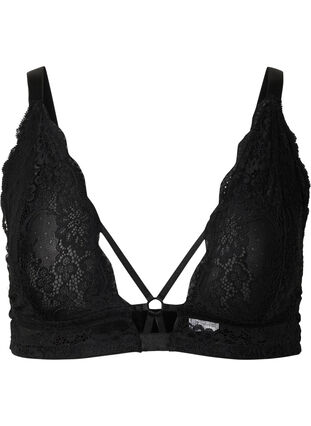 Spets-bh med snörning, Black, Packshot image number 0