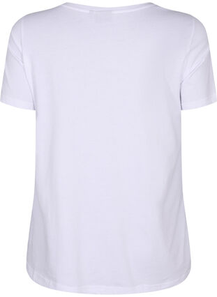 T-shirt i bomull med tryck framtill, Bright White FLOWER, Packshot image number 1