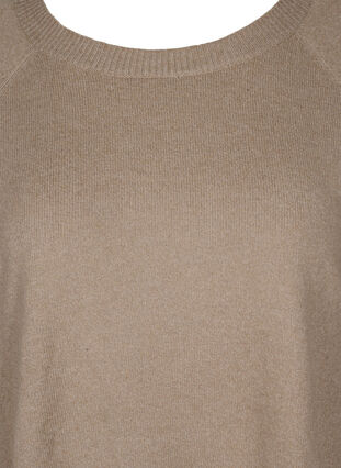 Stickad tröja med knappdetaljer, Silver Min Mel., Packshot image number 2