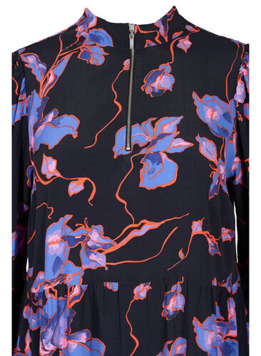 Tunika i viskos med dragkedja, Blue Orange AOP, Packshot image number 2