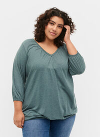 Melerad v-ringad blus, Sea Pine Mélange, Model