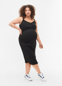 Ribbad klänning för gravida, Black, Model