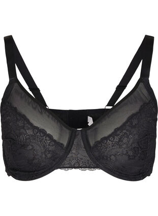Spets-bh med mesh, Black, Packshot image number 0