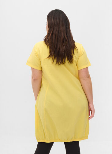 Kortärmad klänning i bomull, Goldfinch, Model image number 1