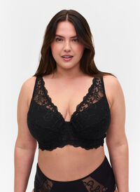 Vadderad bh med bygel och spets, Black, Model