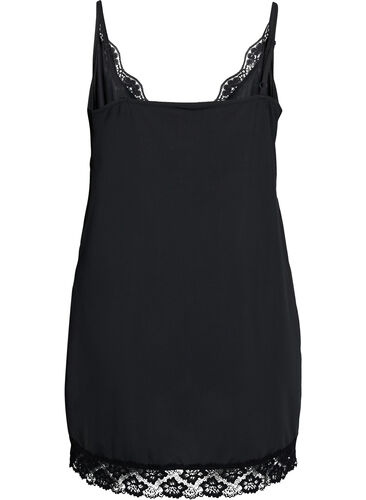 Nattlinne med spetsdetaljer, Black, Packshot image number 1