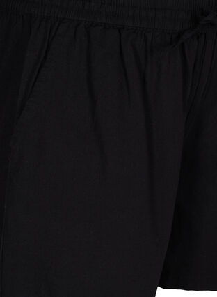 Lösa shorts i bomullsblandning med linne, Black, Packshot image number 2