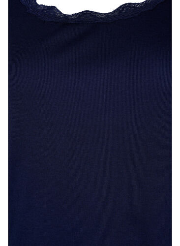 Kortärmad sovtröja med spetskant, Peacoat, Packshot image number 2