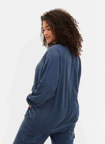 Sweatshirt med dragkedja och ficka, Insignia Blue Mel. , Model image number 1