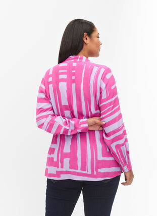 Tunika med omlott-design i viskos, Rose Violet AOP, Model image number 1