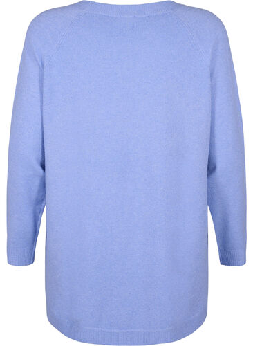 Stickad tröja med knappdetaljer, Lavender Lustre, Packshot image number 1