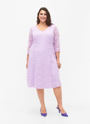 Spetsklänning med 3/4-ärmar, Lavendula, Model image number 2
