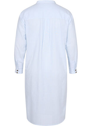 Lång skjortklänning i randigt bomullstyg, Blue Stripe, Packshot image number 1