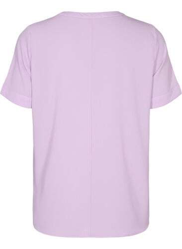 Kortärmad blus med v-ringning, Orchid Bloom, Packshot image number 1