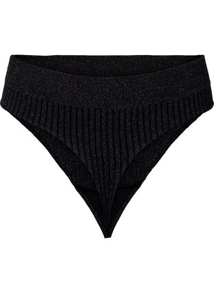 Glittriga g-string med normalhög midja, Black w. Lurex, Packshot image number 1