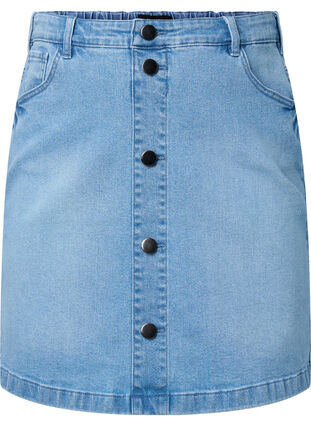 Denimkjol med a-linjeformad passform, Light blue denim, Packshot image number 0