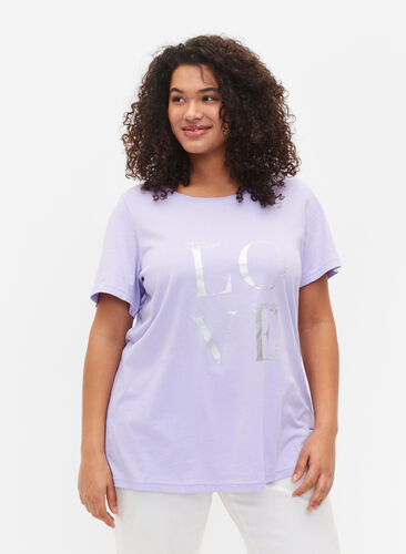 T-shirt i bomull med tryck, Lavender W. Love, Model image number 0
