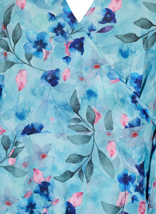 Blommig omlottklänning med korta ärmar, Trellis AOP, Packshot image number 2