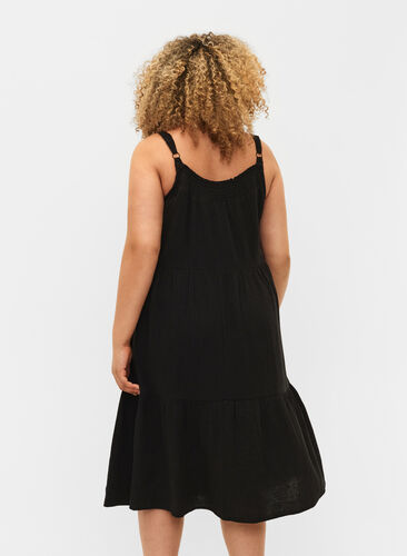 Enfärgad klänning i bomull, Black, Model image number 1